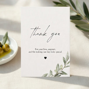 Olive Branch Wedding Thank You Card Elegant