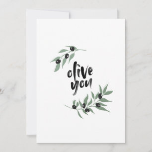 Olive branch wreath olive you i love you card