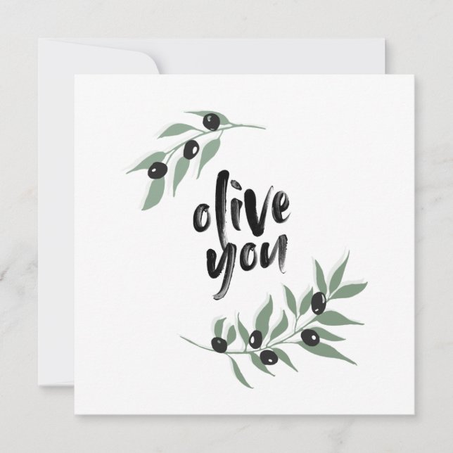 Olive branch wreath olive you | i love you card (Front)