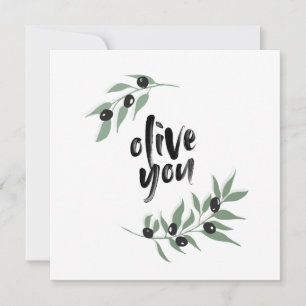 Olive branch wreath olive you i love you card