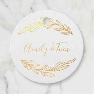 Olive Branch wreath personalised text foil Foil Fa Favour Tags