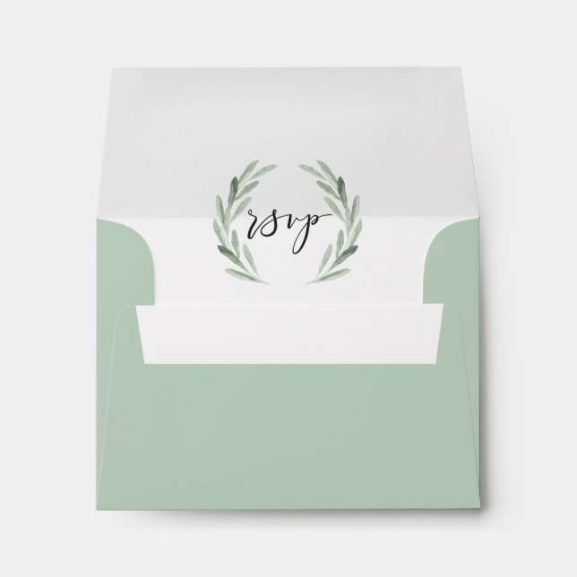 Olive Branch Wreath Pre-Printed Address RSVP Envelope (Back (Bottom))