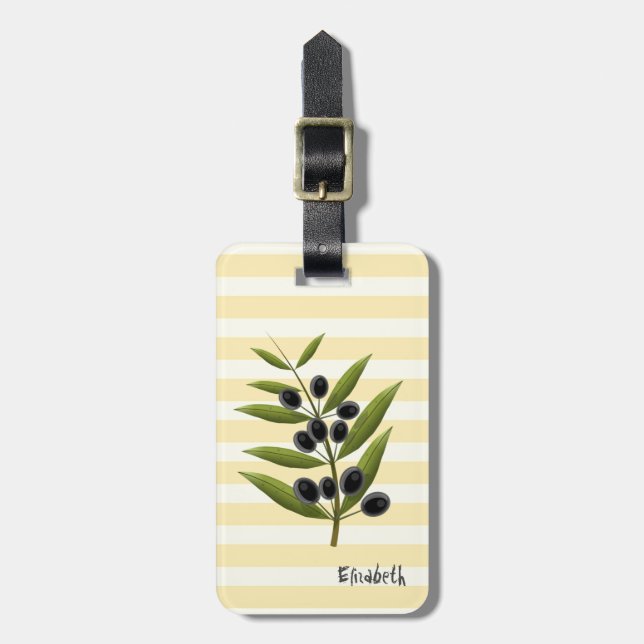Olive Branch , Yellow Stripes Luggage Tag (Front Vertical)