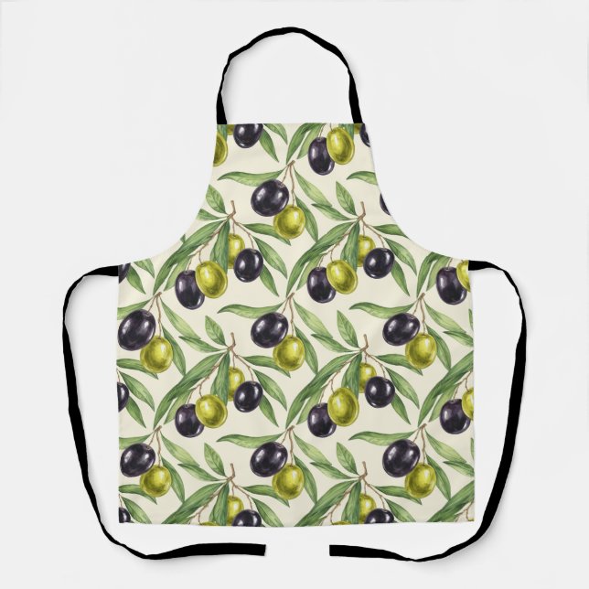 Olive Branches and Olives by Natasha Us   Apron (Front)
