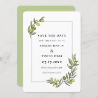 Olive branches frame Save the date Invitation
