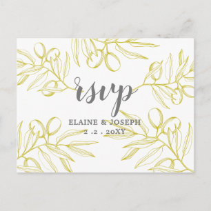 Olive Branches Nature Greenery Botanical Wedding Invitation Postcard