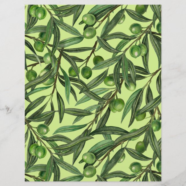 Olive branches on honeydew green (Front)