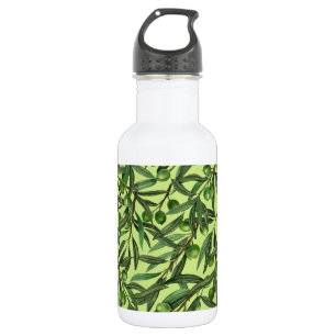 Olive branches on honeydew green 532 ml water bottle