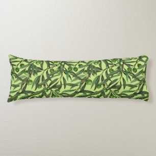 Olive branches on honeydew green body cushion