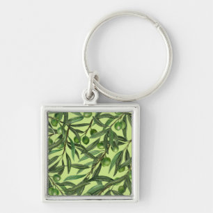 Olive branches on honeydew green key ring