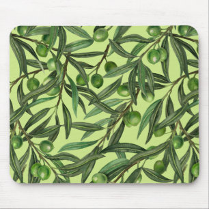 Olive branches on honeydew green mouse pad