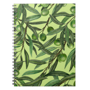 Olive branches on honeydew green notebook
