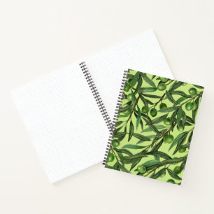 Olive branches on honeydew green notebook