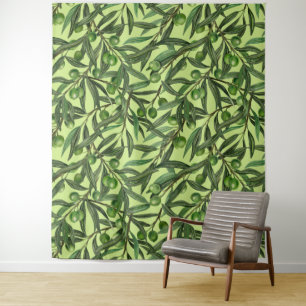 Olive branches on honeydew green tapestry