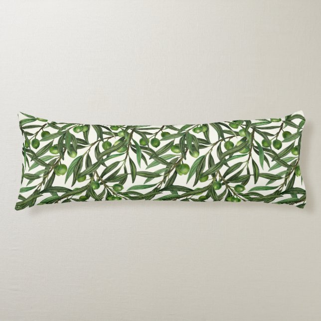 Olive branches on off white body cushion (Front)
