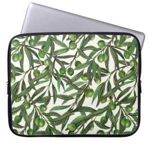 Olive branches on off white laptop sleeve