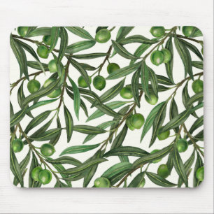 Olive branches on off white mouse pad