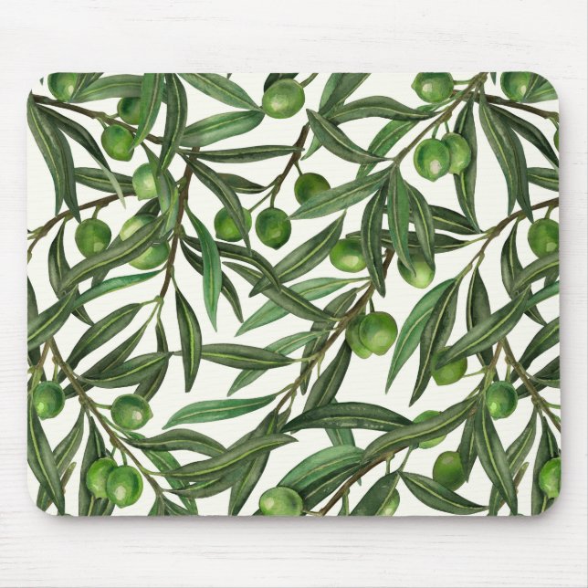 Olive branches on off white mouse pad (Front)