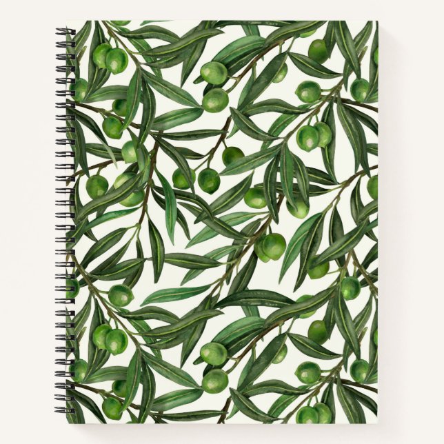 Olive branches on off white notebook (Front)