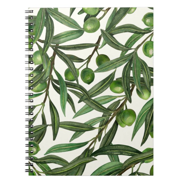 Olive branches on off white notebook (Front)