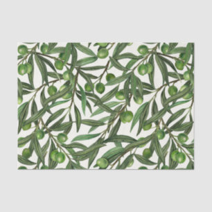 Olive branches on off white tissue paper