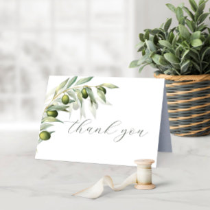 Olive branches rustic wedding Thank you Card