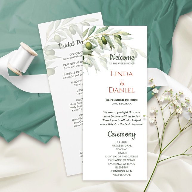 Olive branches rustic wedding wedding program (Creator Uploaded)