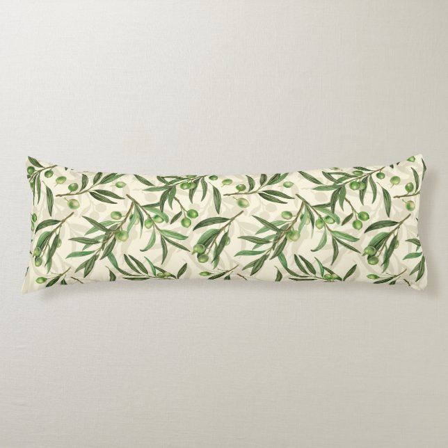 Olive branches watercolor body cushion (Front)