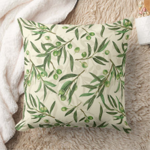 Olive branches watercolor cushion