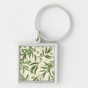 Olive branches watercolor key ring