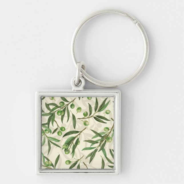 Olive branches watercolor key ring (Front)