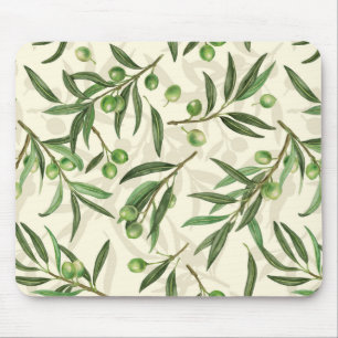 Olive branches watercolor mouse pad