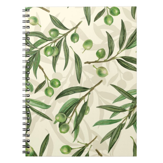 Olive branches watercolor notebook (Front)