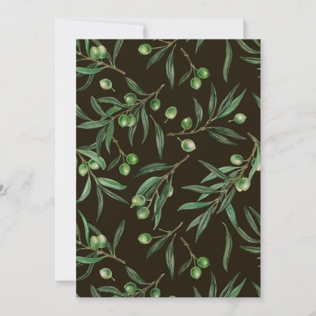 Olive branches watercolor on black (Front)