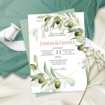 Olive Branches Watercolor Rustic Wedding