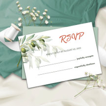 Olive Branches Watercolor Rustic Wedding RSVP Card