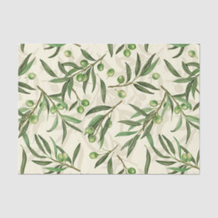 Olive branches watercolor tissue paper
