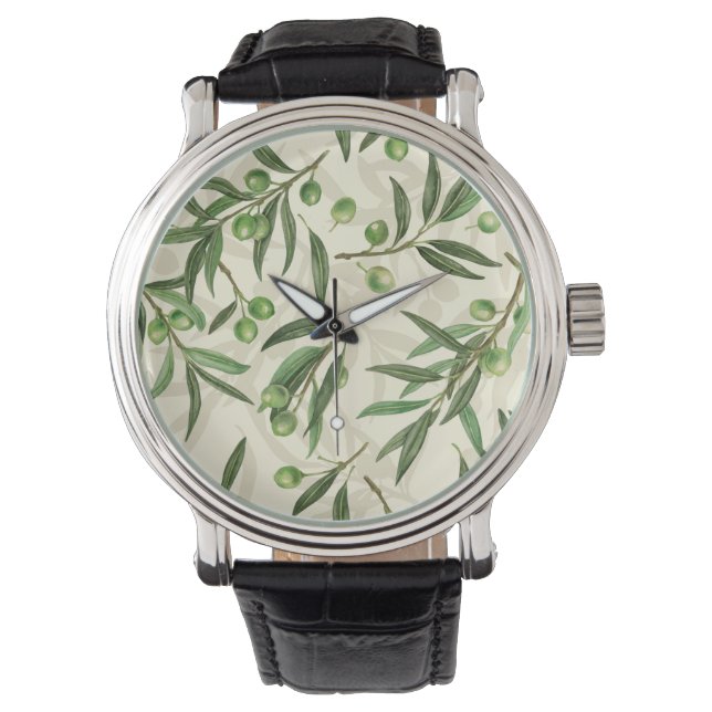 Olive branches watercolor watch (Front)