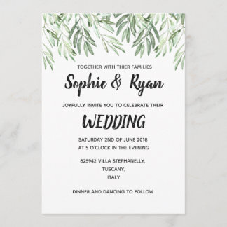 Olive branches wedding invitation