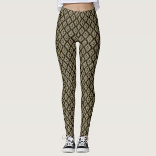 Olive Brown Gold Geometric Women's Design Leggings