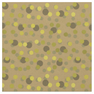 Olive, brown. yellow and tan polka dots fabric