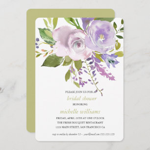 Olive   Chic Lavender Floral Wedding Bridal Shower Invitation