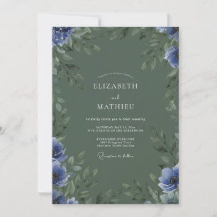 Olive Cornflower Eucalyptus Wedding Invitation