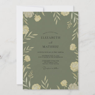 Olive Cream Foliage Eucalyptus Wedding Invitation