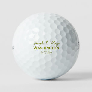 Olive Custom Wedding Favours Bride & Groom's Name Golf Balls