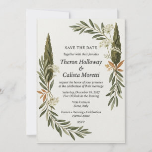 Olive & Cypress Botanical Elegant Save the Date Invitation