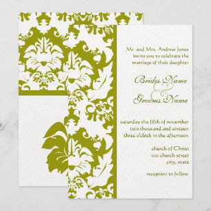 Olive Damask Wedding Invitations