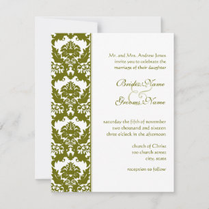 Olive Damask Wedding Invitations