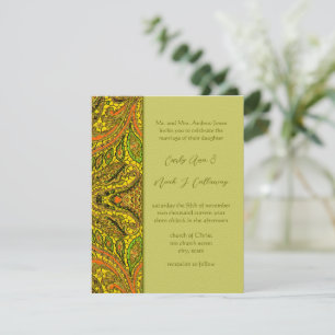 Olive Damask Wedding Invitations Darker