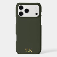 Olive Dark iPhone Case Custom Initials